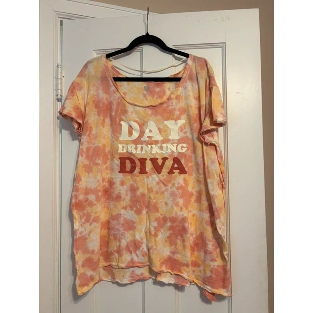 True Craft Womens Orange Short Sleeve Crochet Knit Top day drinking diva size XL